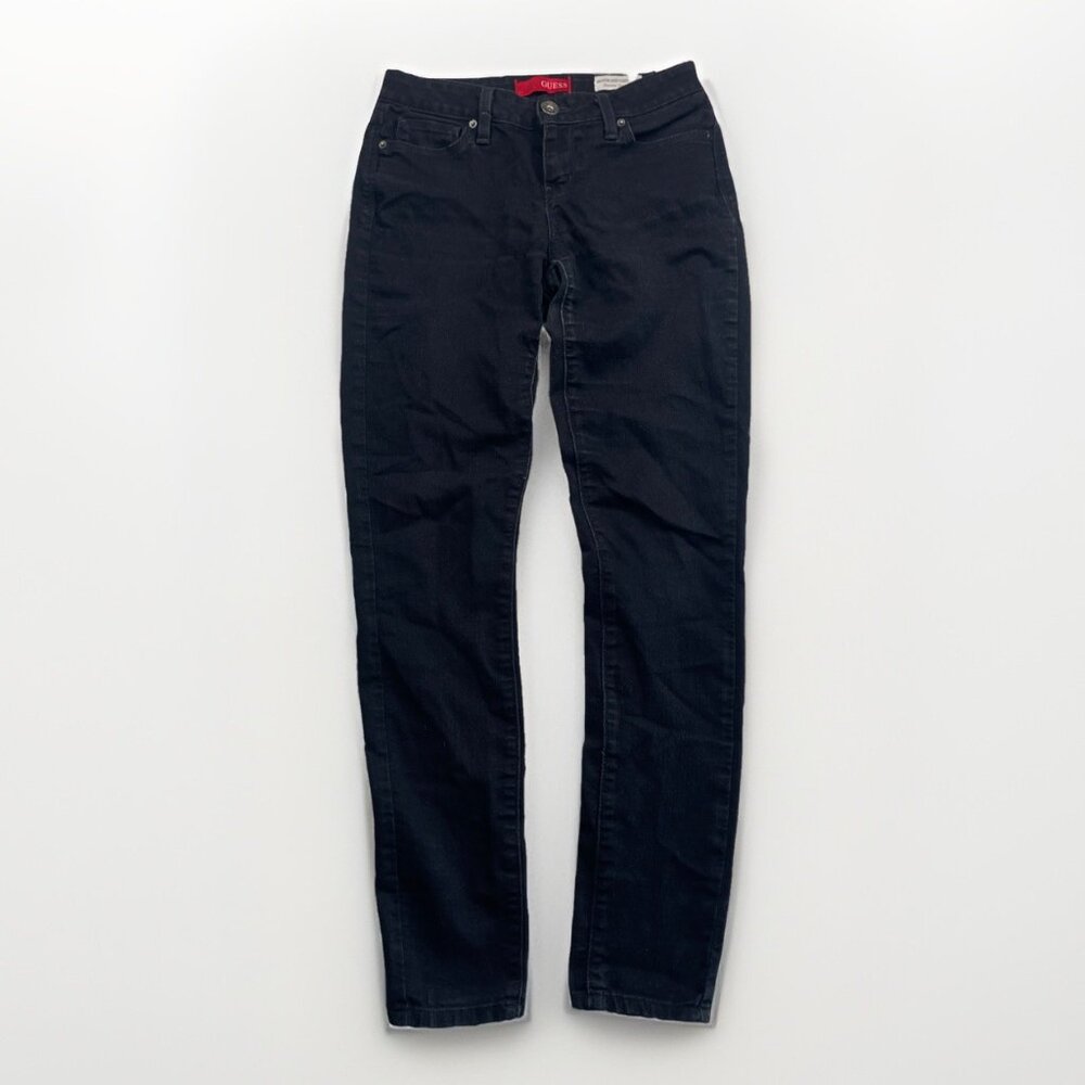 Guess Jeans Medium Rise Curvy Skinny Sienna Fit Size Women's Black Denim Read*